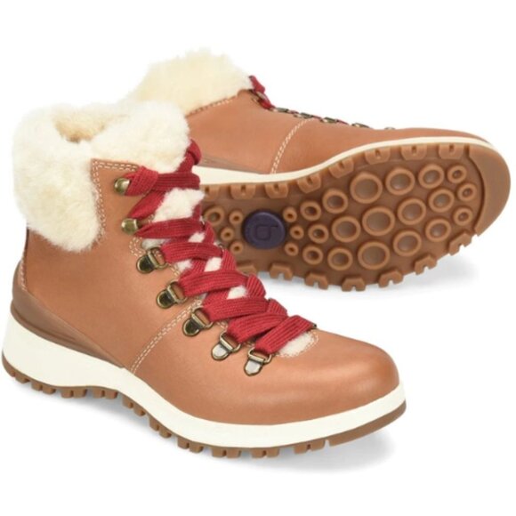 NEW Bionica Diablo Women’s Tan Shearling ankle all weather waterproof lace boots - Picture 1 of 12